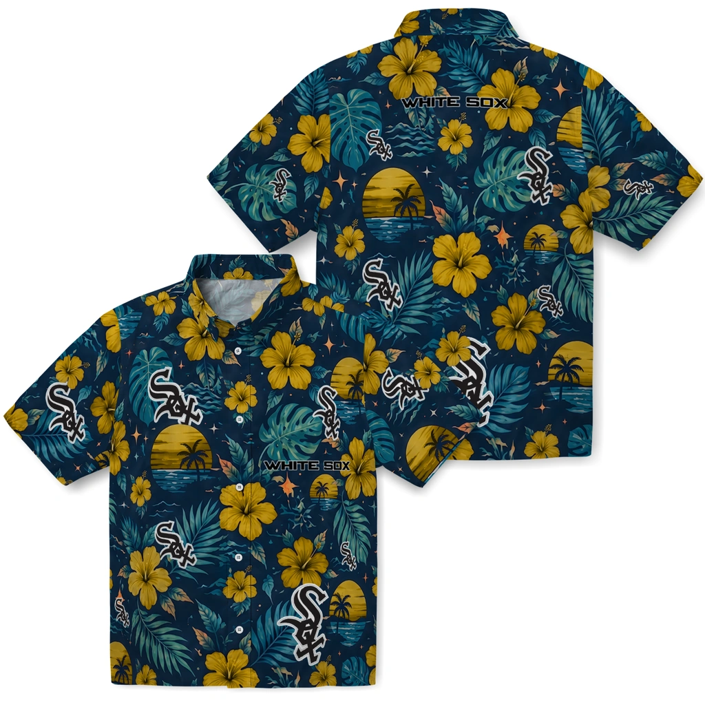 Chicago White Sox Hawaiian Shirt - Custom Black Blue Chicago White Sox Hawaiian Shirt - Custom Black Blue