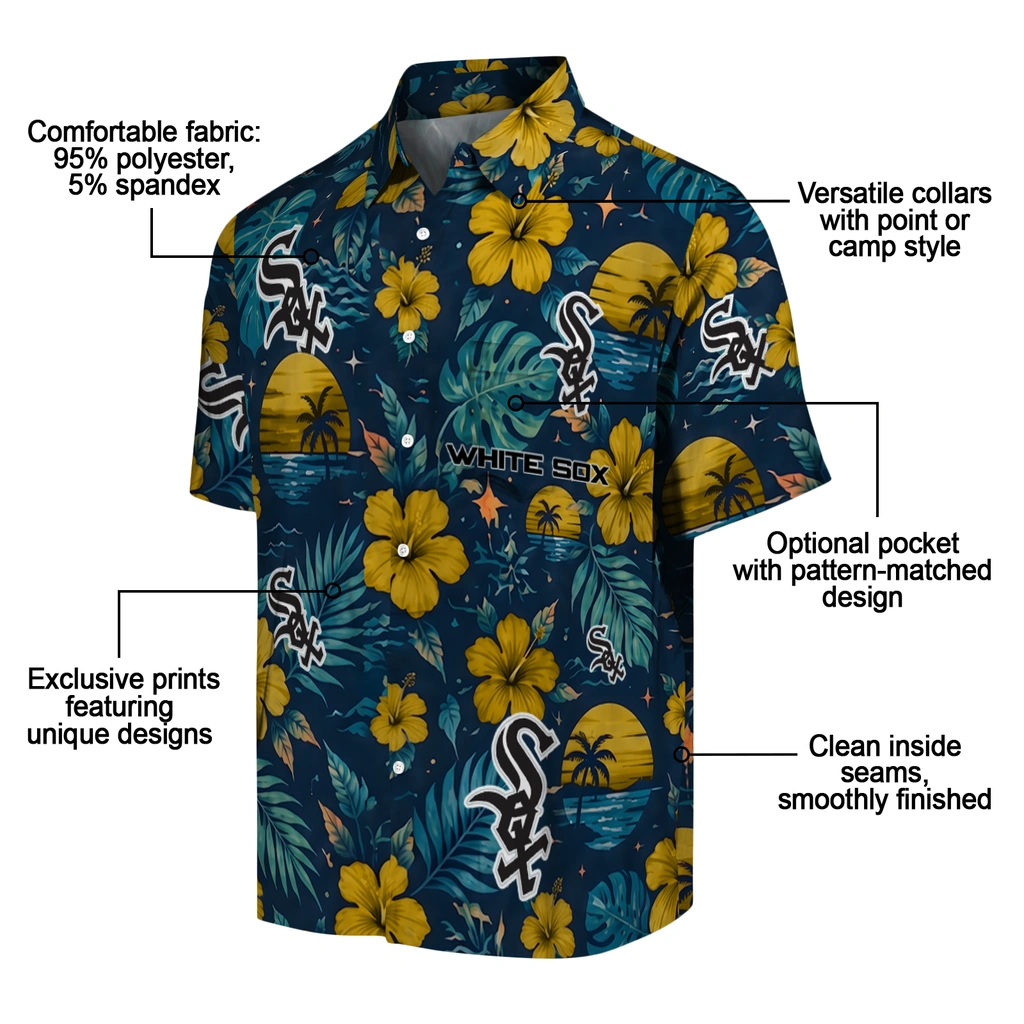 Chicago White Sox Hawaiian Shirt - Custom Black Blue Chicago White Sox Hawaiian Shirt - Custom Black Blue