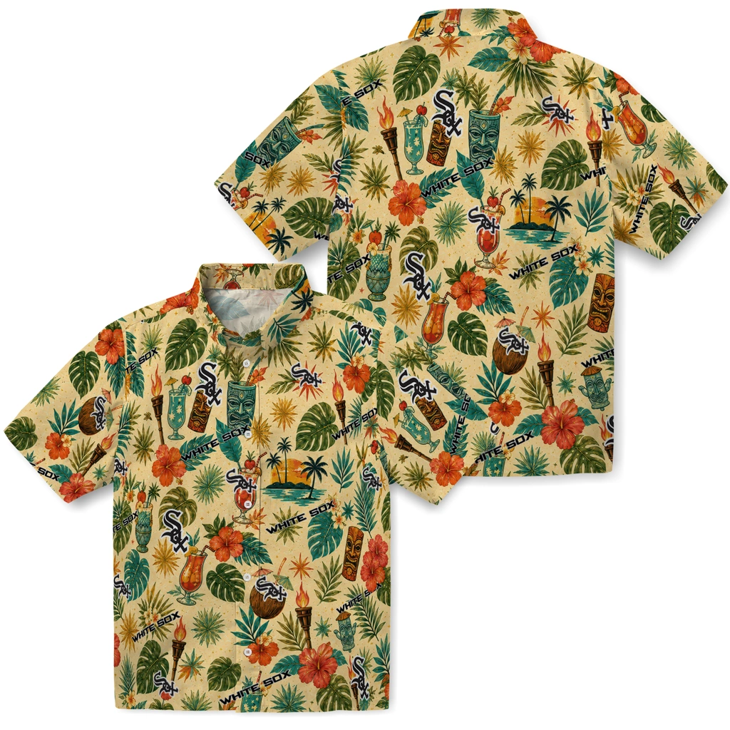 Chicago White Sox Hawaiian Shirt - Customized Cream Chicago White Sox Hawaiian Shirt - Customized Cream