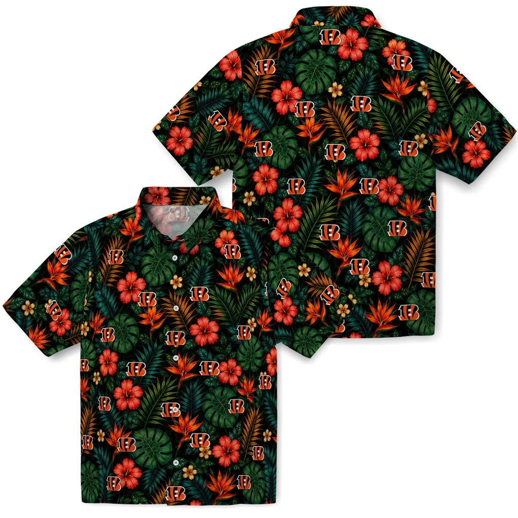 Cincinnati Bengals Hawaiian Shirt - Customized Dark Green Cincinnati Bengals Hawaiian Shirt - Customized Dark Green