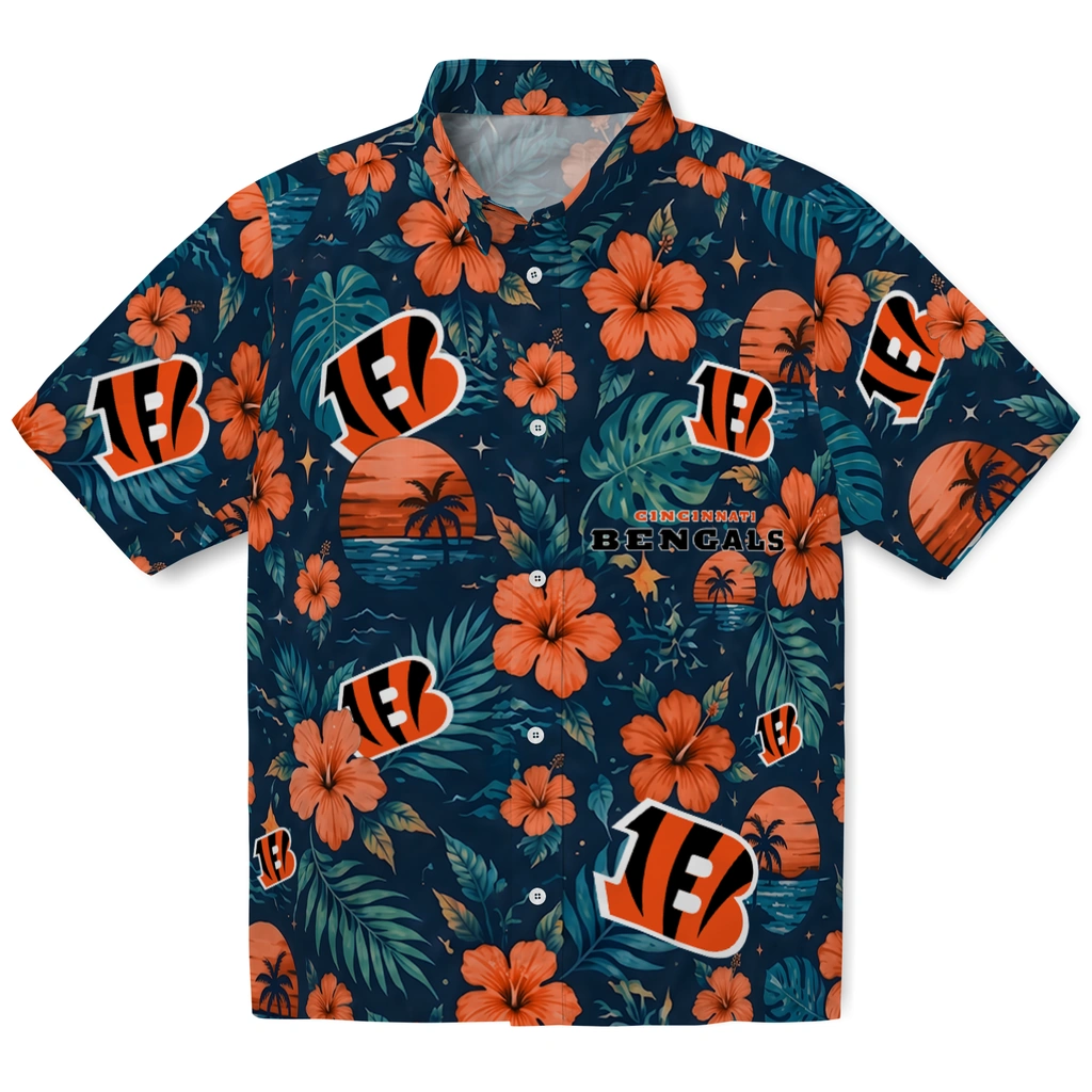 Cincinnati Bengals Hawaiian Shirt - Customized Orange Blue