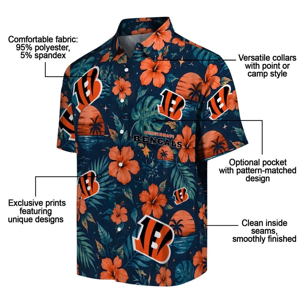 Cincinnati Bengals Hawaiian Shirt - Customized Orange Blue Cincinnati Bengals Hawaiian Shirt - Customized Orange Blue