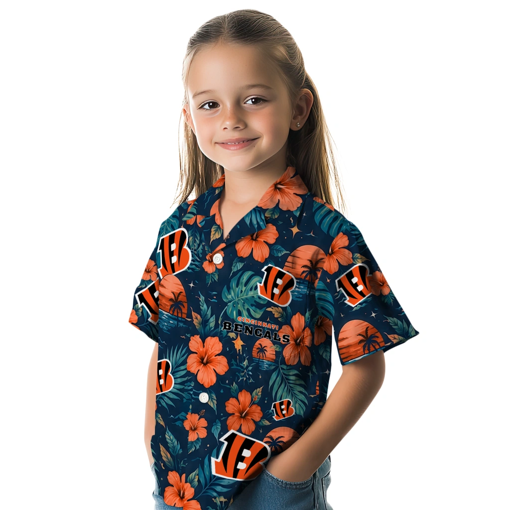 Cincinnati Bengals Hawaiian Shirt - Customized Orange Blue Cincinnati Bengals Hawaiian Shirt - Customized Orange Blue