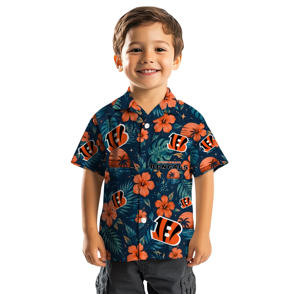 Cincinnati Bengals Hawaiian Shirt - Customized Orange Blue Cincinnati Bengals Hawaiian Shirt - Customized Orange Blue