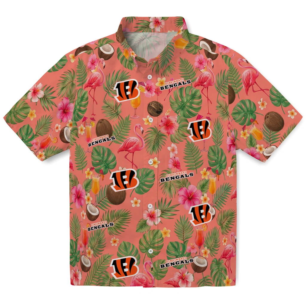 Cincinnati Bengals Hawaiian Shirt - Personalized Coral Pink
