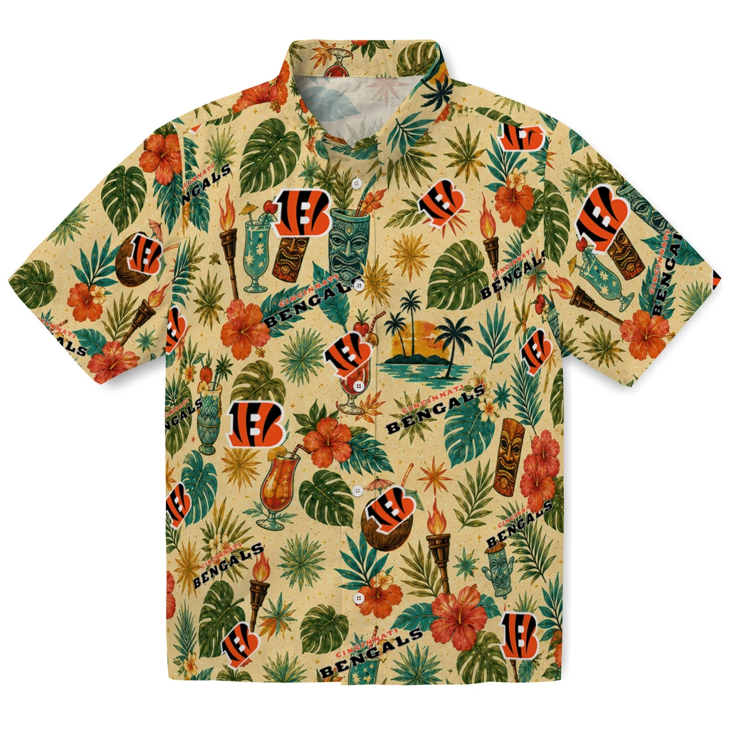 Cincinnati Bengals Hawaiian Shirt - Personalized Cream