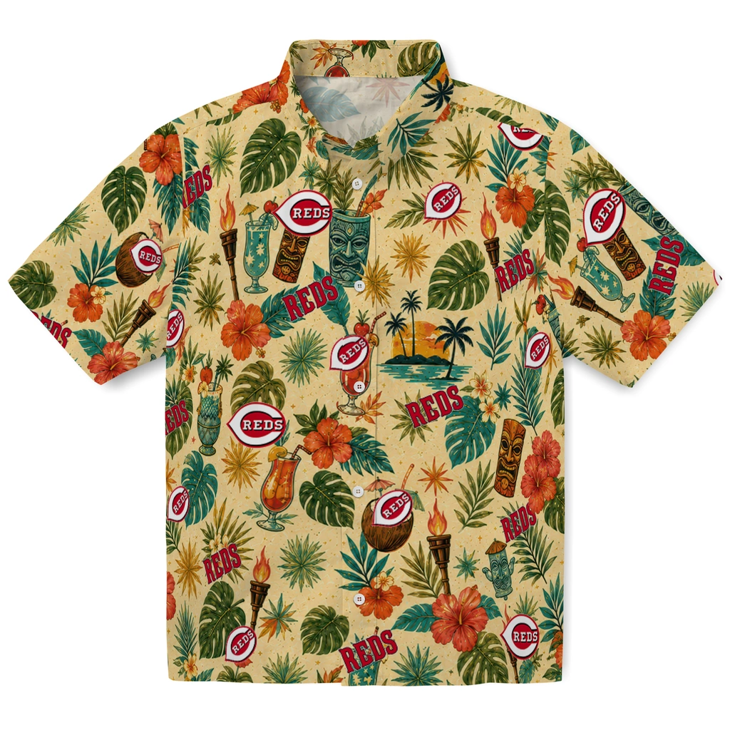 Cincinnati Reds Hawaiian Shirt - Personalized Cream