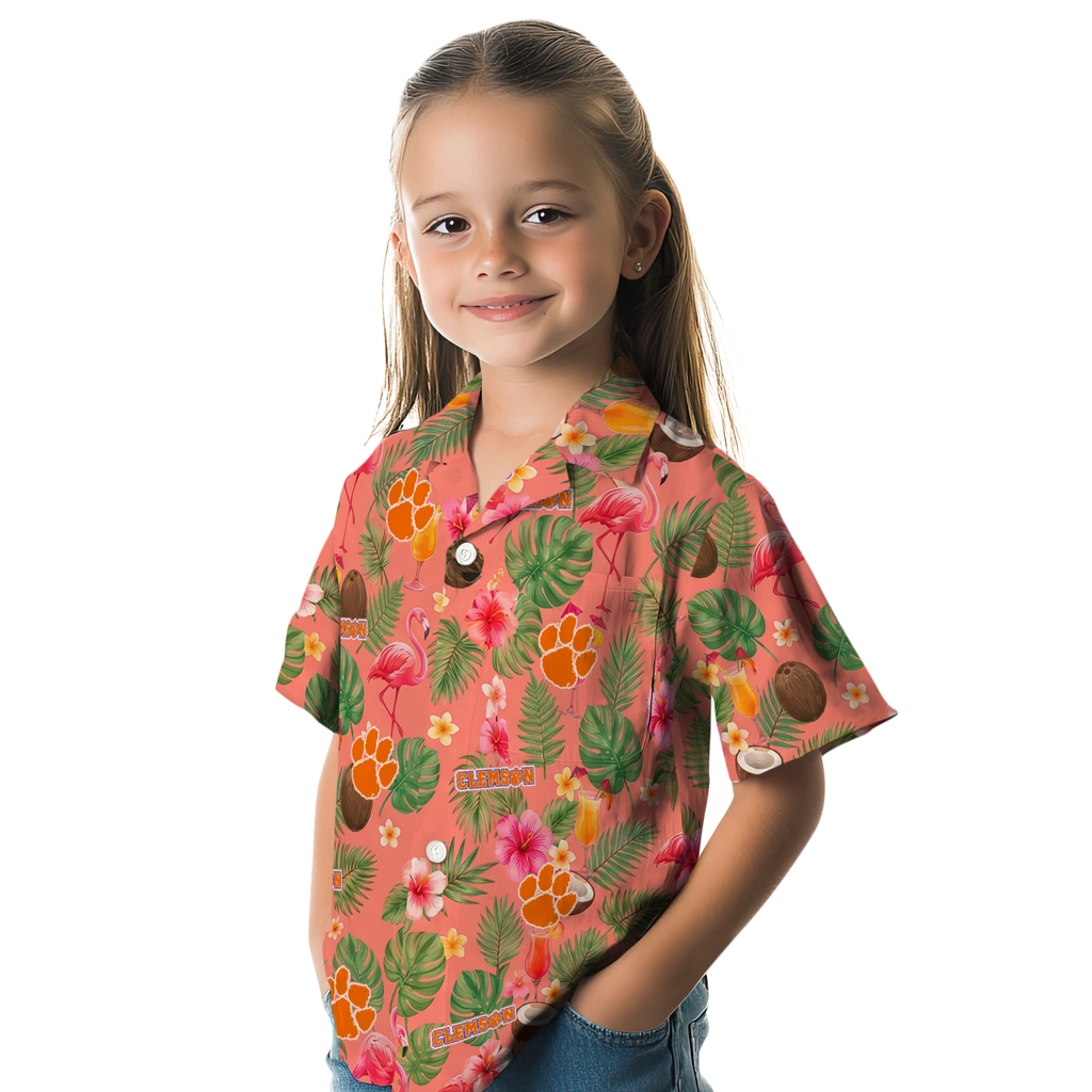 Clemson Tigers Hawaiian Shirt - Custom Coral Pink Clemson Tigers Hawaiian Shirt - Custom Coral Pink