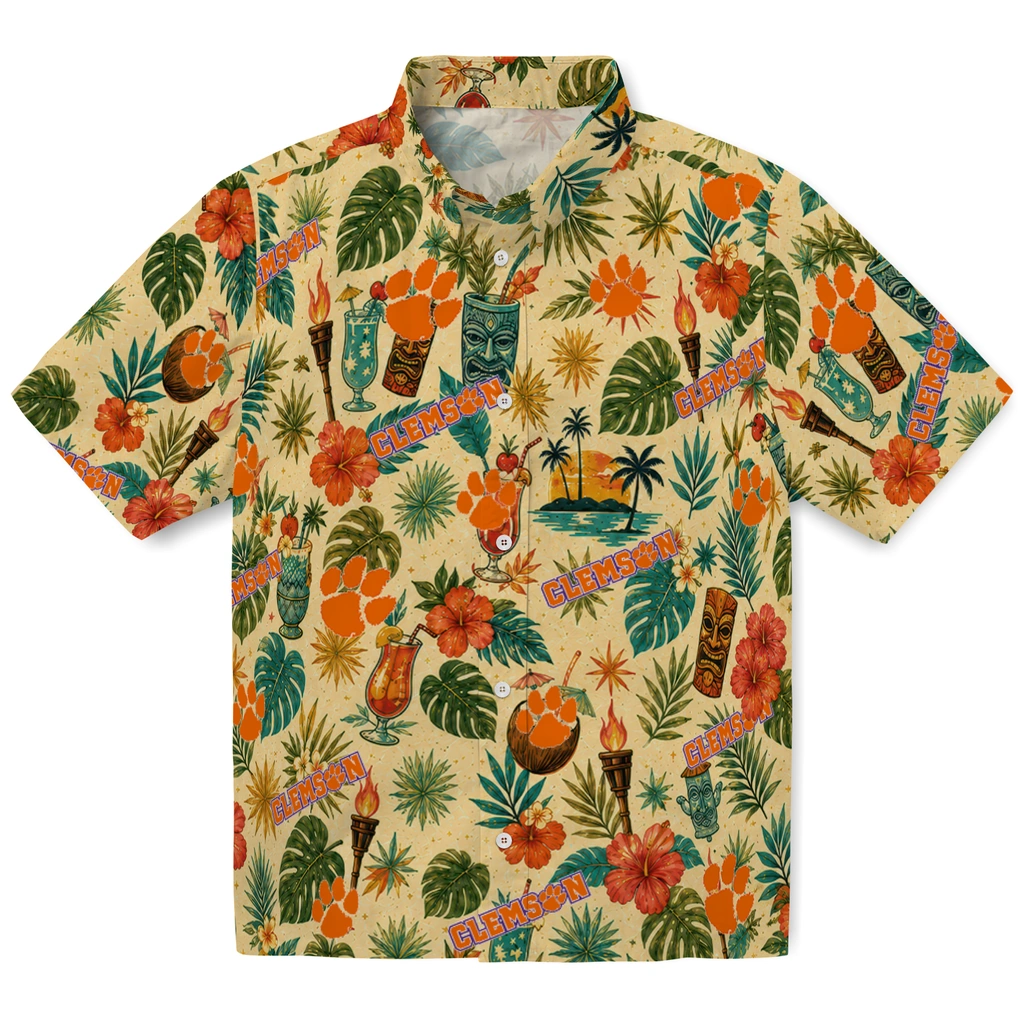 Clemson Tigers Hawaiian Shirt - Custom Cream