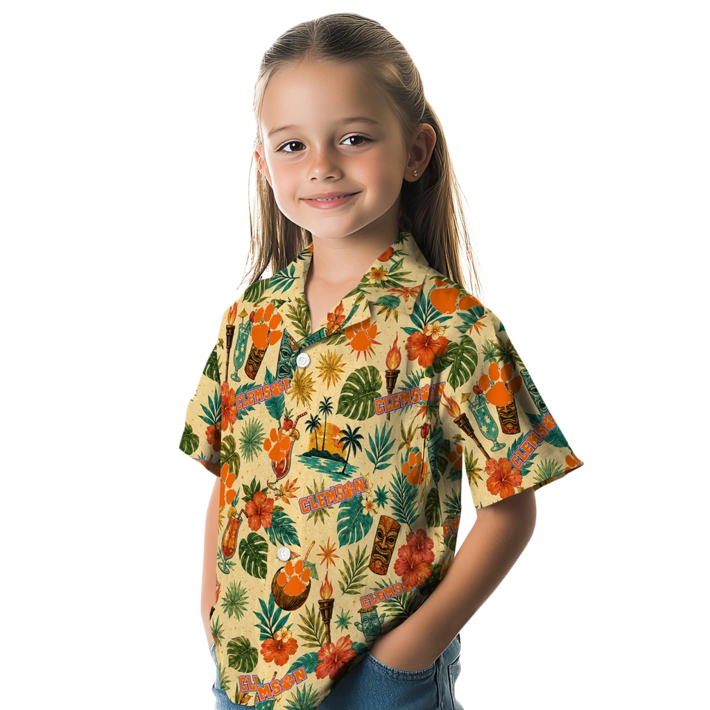 Clemson Tigers Hawaiian Shirt - Custom Cream Clemson Tigers Hawaiian Shirt - Custom Cream