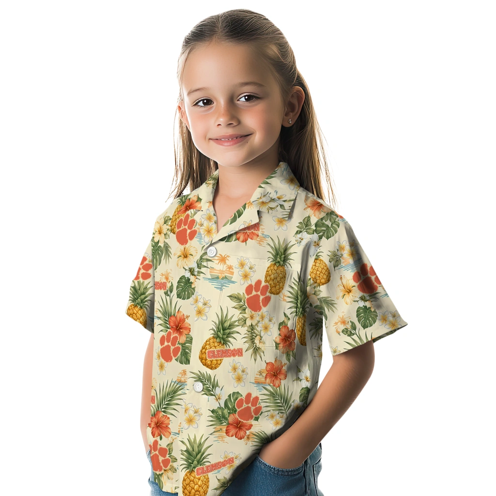 Clemson Tigers Hawaiian Shirt - Customized Cream Clemson Tigers Hawaiian Shirt - Customized Cream