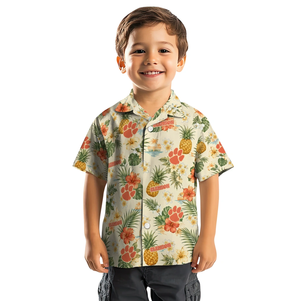 Clemson Tigers Hawaiian Shirt - Customized Cream Clemson Tigers Hawaiian Shirt - Customized Cream