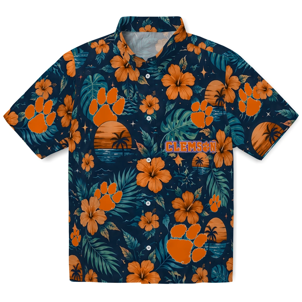 Clemson Tigers Hawaiian Shirt - Personalized Orange Blue