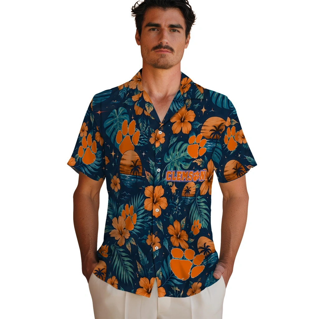 Clemson Tigers Hawaiian Shirt - Personalized Orange Blue Clemson Tigers Hawaiian Shirt - Personalized Orange Blue