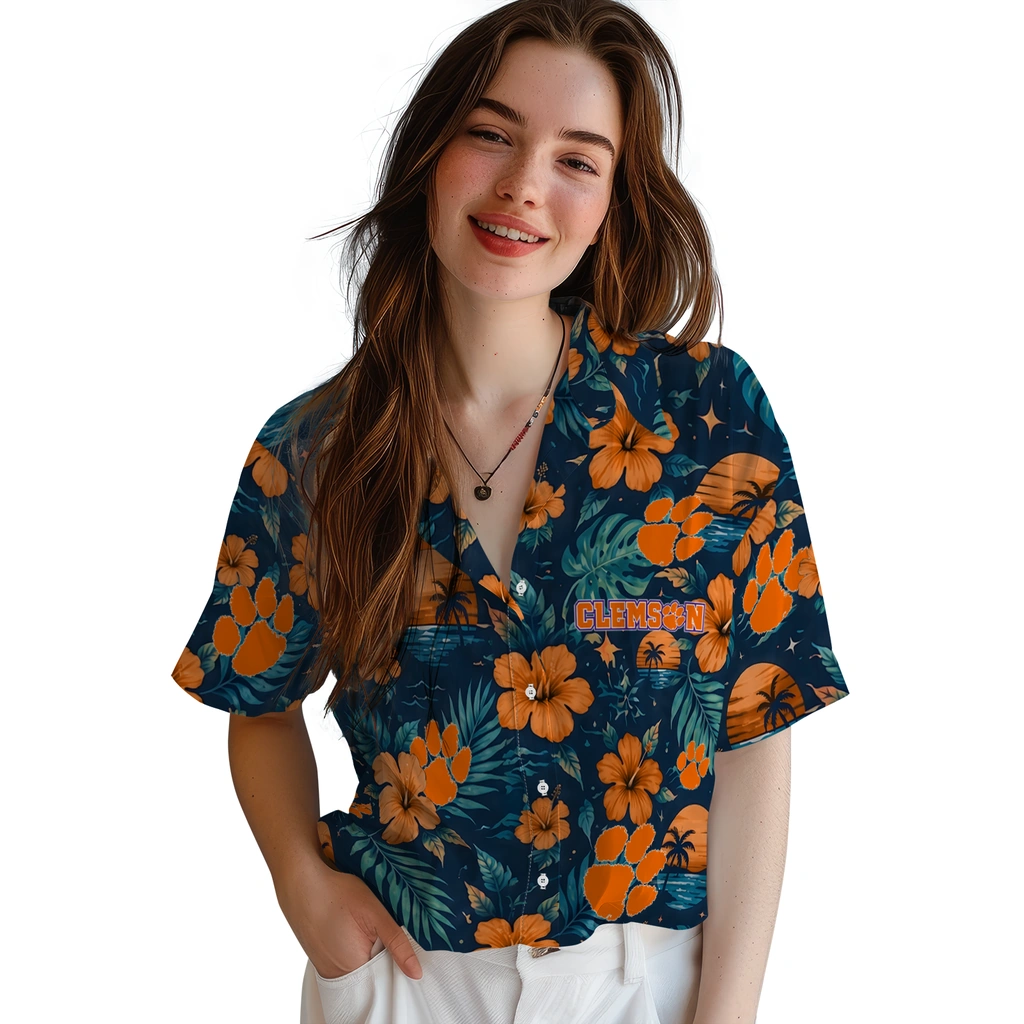 Clemson Tigers Hawaiian Shirt - Personalized Orange Blue Clemson Tigers Hawaiian Shirt - Personalized Orange Blue