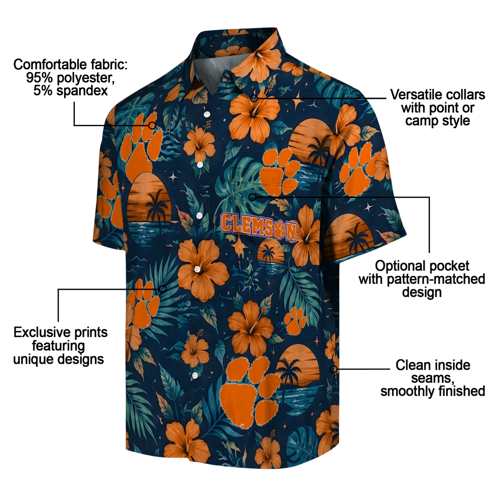 Clemson Tigers Hawaiian Shirt - Personalized Orange Blue Clemson Tigers Hawaiian Shirt - Personalized Orange Blue