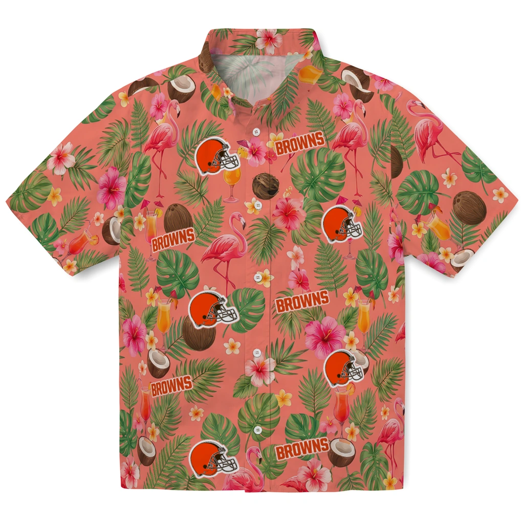 Cleveland Browns Hawaiian Shirt - Custom Coral Pink