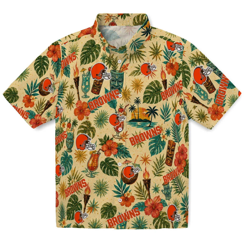 Cleveland Browns Hawaiian Shirt - Custom Cream