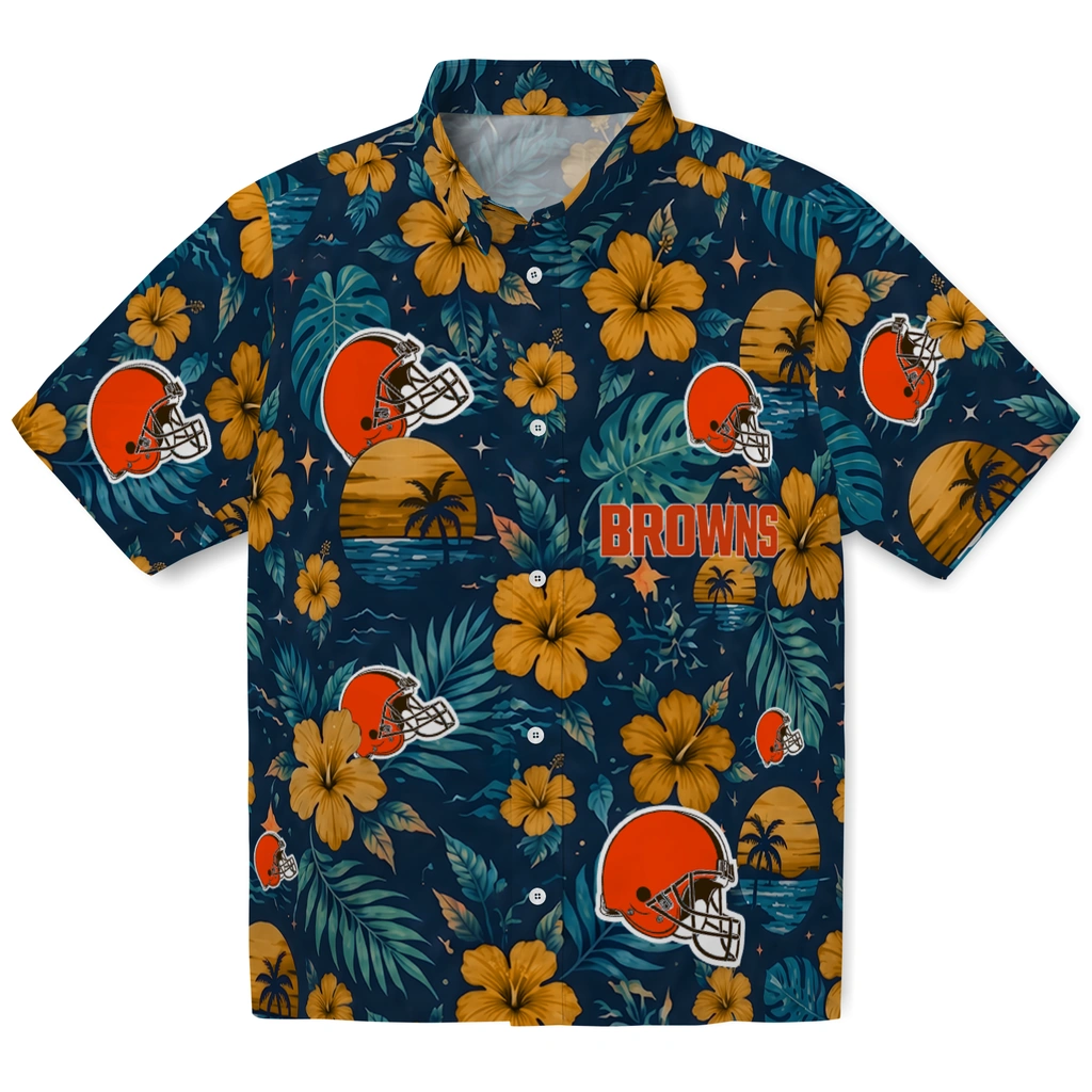 Cleveland Browns Hawaiian Shirt - Personalized Brown Blue