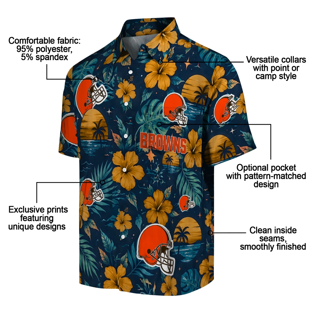 Cleveland Browns Hawaiian Shirt - Personalized Brown Blue Cleveland Browns Hawaiian Shirt - Personalized Brown Blue
