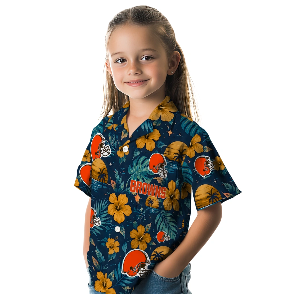 Cleveland Browns Hawaiian Shirt - Personalized Brown Blue Cleveland Browns Hawaiian Shirt - Personalized Brown Blue