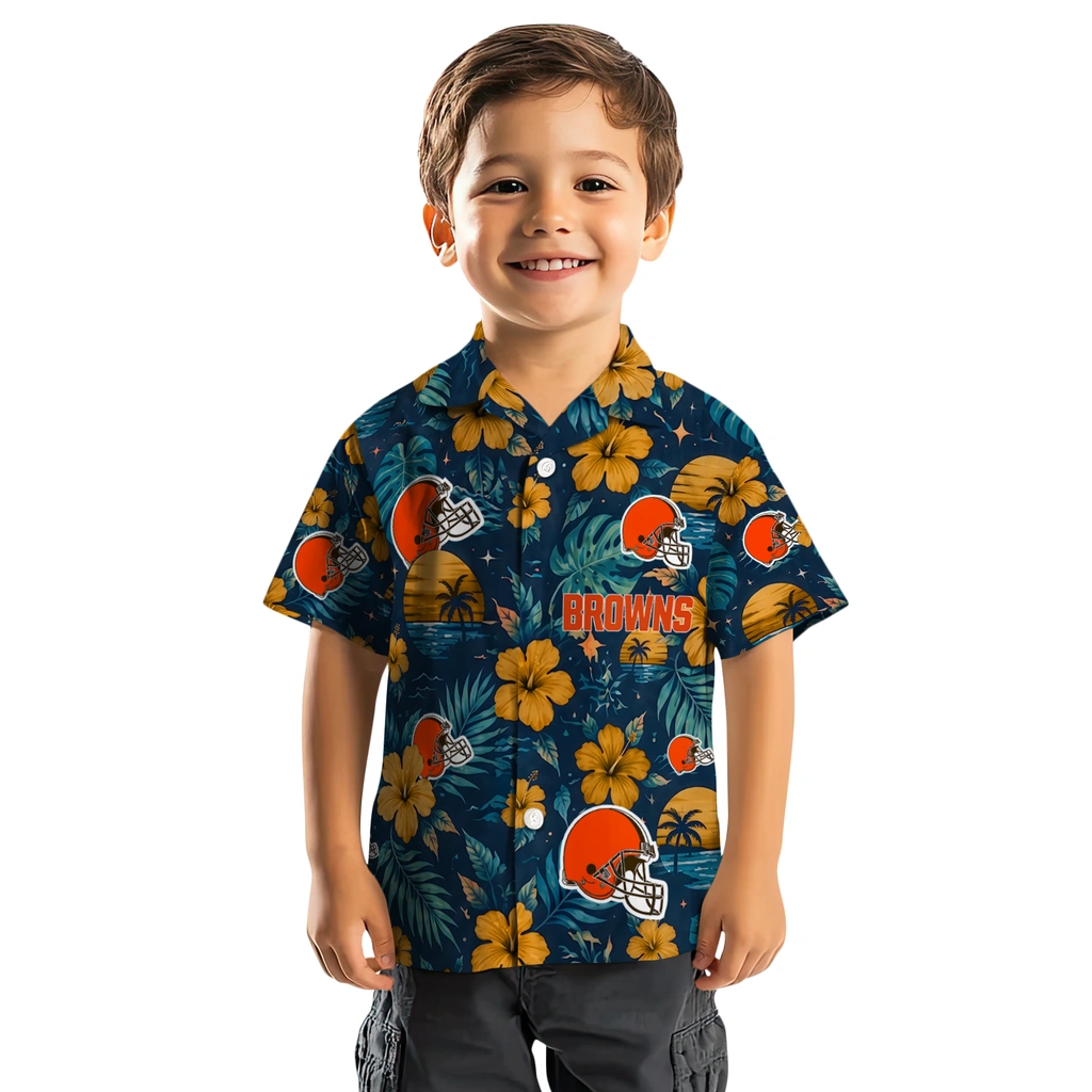 Cleveland Browns Hawaiian Shirt - Personalized Brown Blue Cleveland Browns Hawaiian Shirt - Personalized Brown Blue