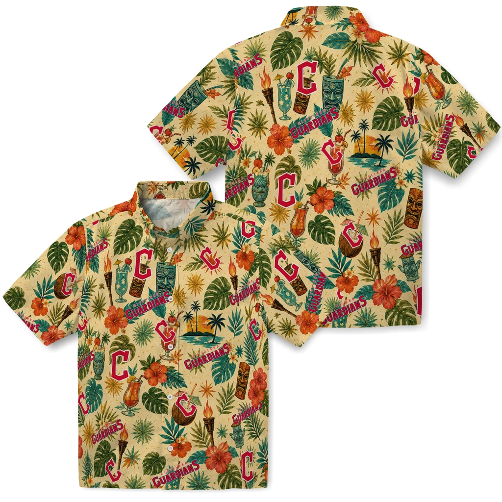 Cleveland Guardians Hawaiian Shirt - Custom Cream Cleveland Guardians Hawaiian Shirt - Custom Cream