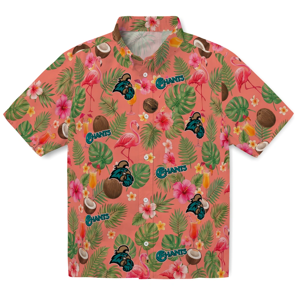 Coastal Carolina Chanticleers Hawaiian Shirt - Customized Coral Pink