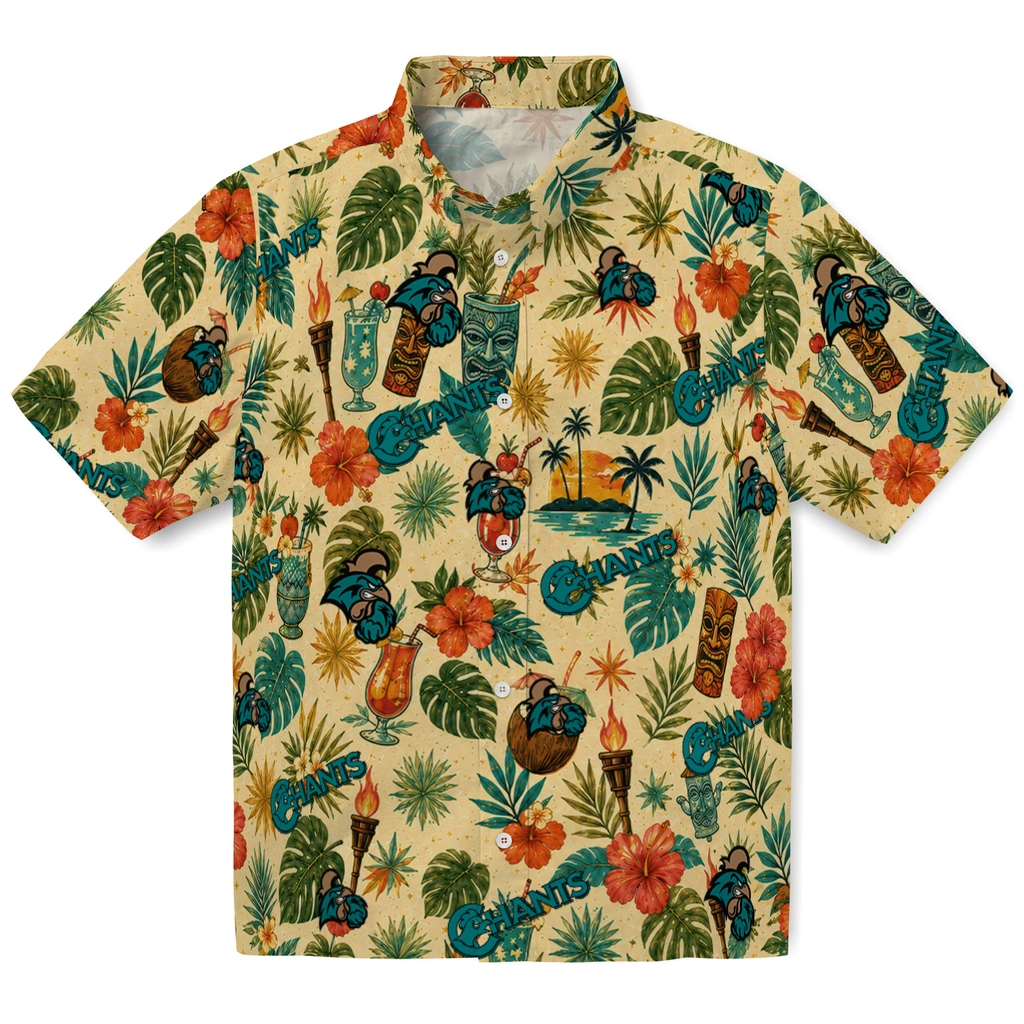 Coastal Carolina Chanticleers Hawaiian Shirt - Customized Cream