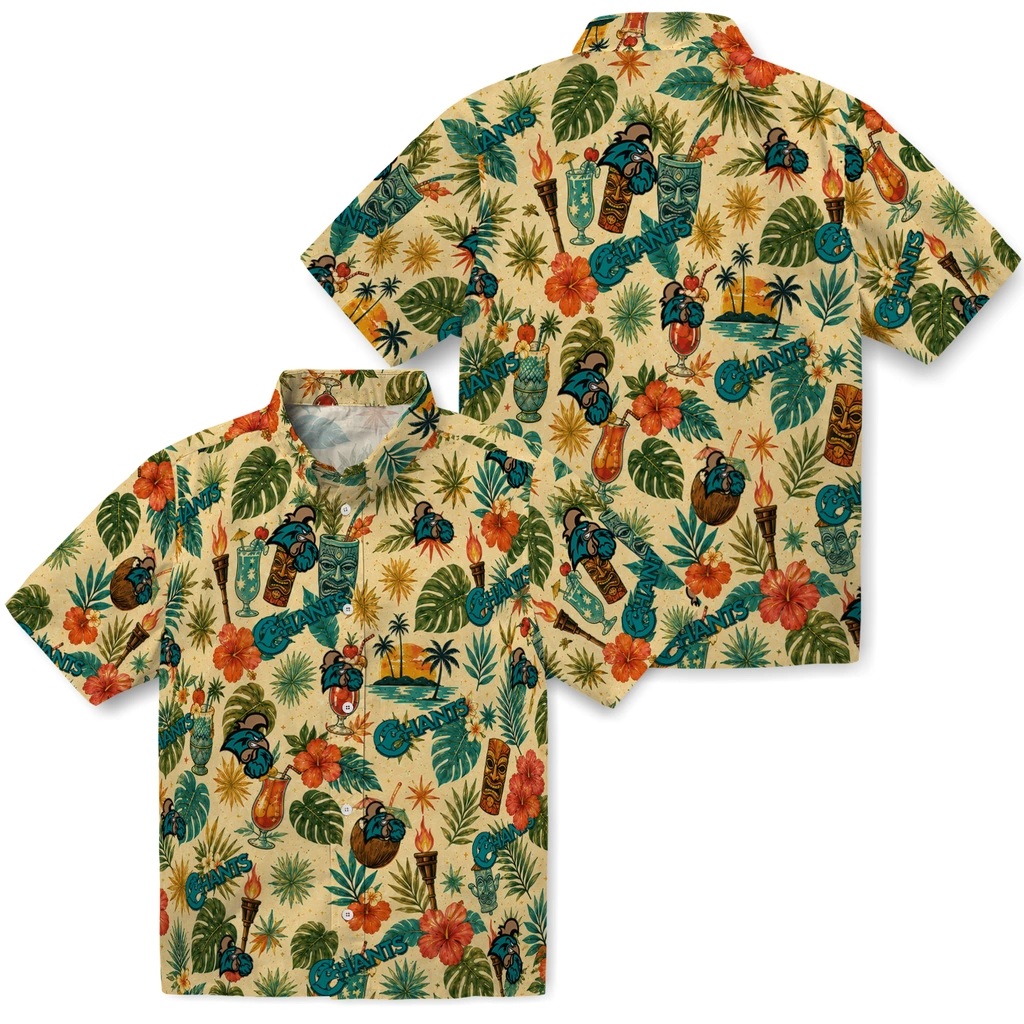 Coastal Carolina Chanticleers Hawaiian Shirt - Customized Cream Coastal Carolina Chanticleers Hawaiian Shirt - Customized Cream