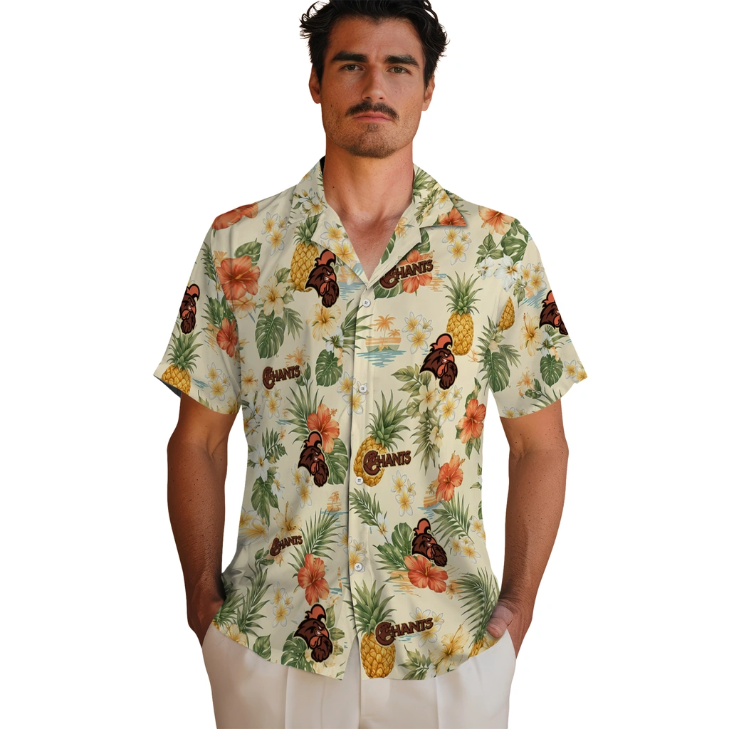 Coastal Carolina Chanticleers Hawaiian Shirt - Personalized Cream Coastal Carolina Chanticleers Hawaiian Shirt - Personalized Cream