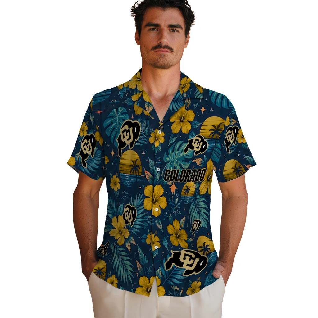 Colorado Buffaloes Hawaiian Shirt - Personalized Gold Blue Colorado Buffaloes Hawaiian Shirt - Personalized Gold Blue