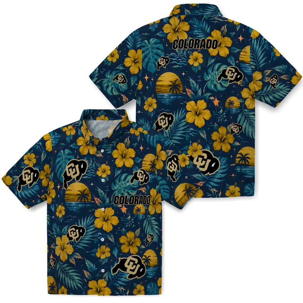 Colorado Buffaloes Hawaiian Shirt - Personalized Gold Blue Colorado Buffaloes Hawaiian Shirt - Personalized Gold Blue