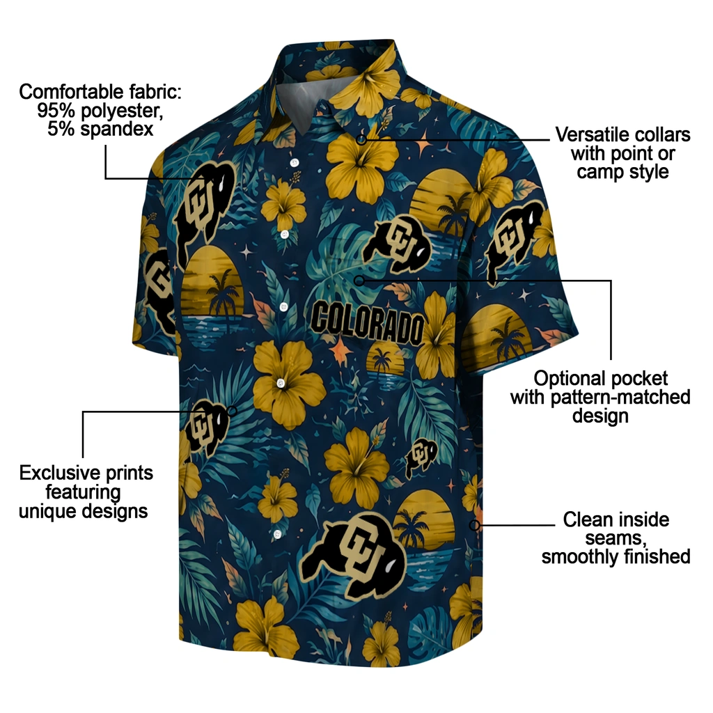 Colorado Buffaloes Hawaiian Shirt - Personalized Gold Blue Colorado Buffaloes Hawaiian Shirt - Personalized Gold Blue