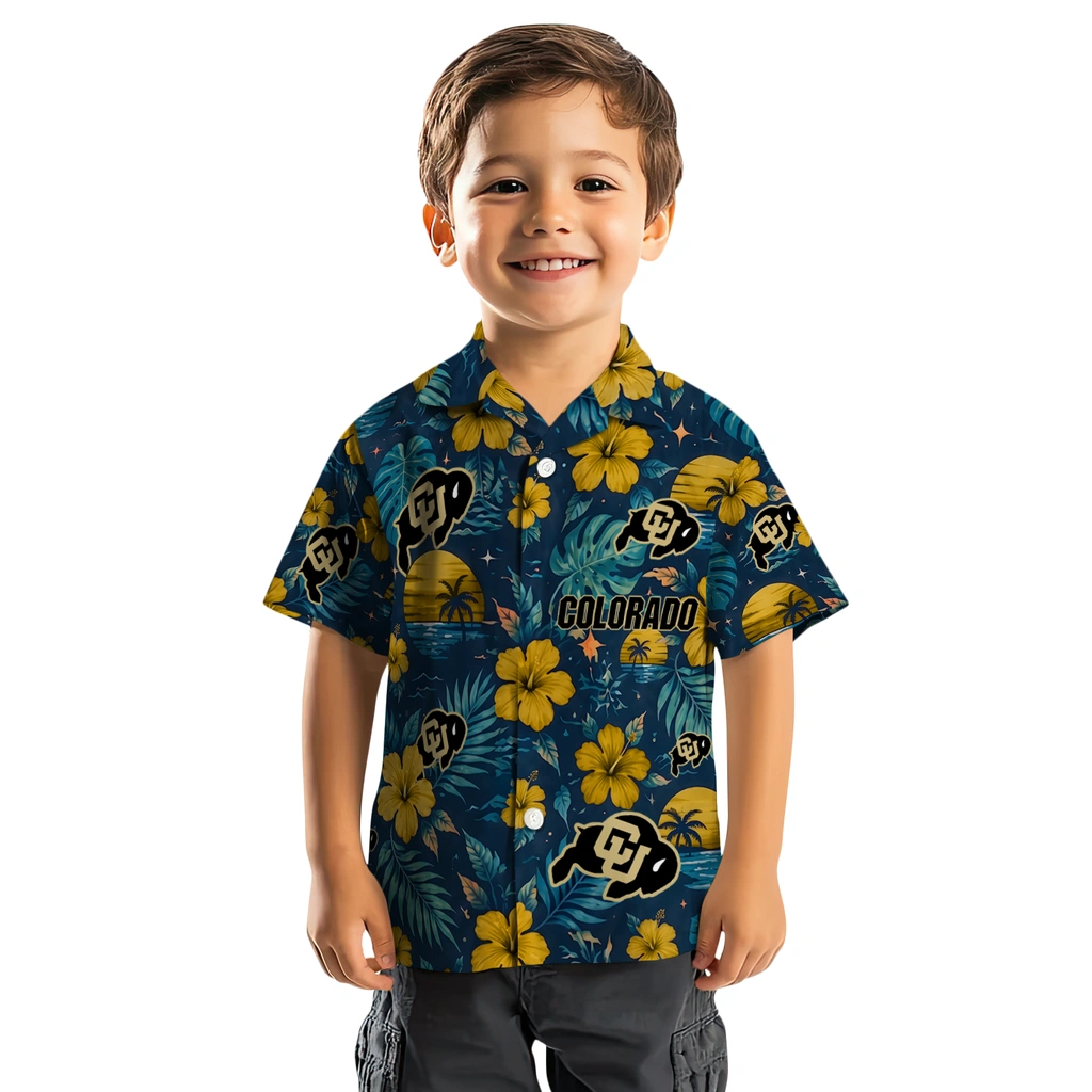 Colorado Buffaloes Hawaiian Shirt - Personalized Gold Blue Colorado Buffaloes Hawaiian Shirt - Personalized Gold Blue