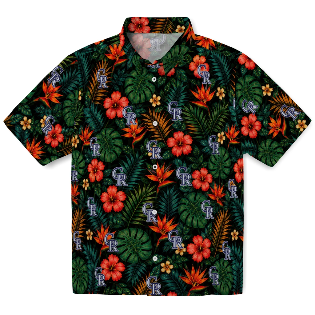 Colorado Rockies Hawaiian Shirt - Custom Dark Green