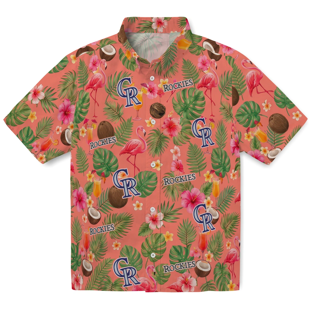 Colorado Rockies Hawaiian Shirt - Customized Coral Pink