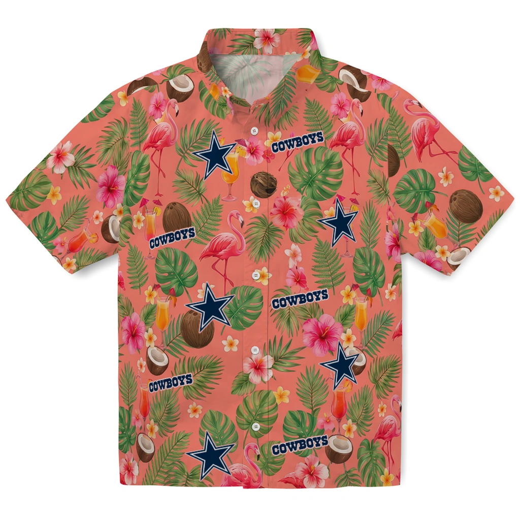 Dallas Cowboys Hawaiian Shirt - Customized Coral Pink