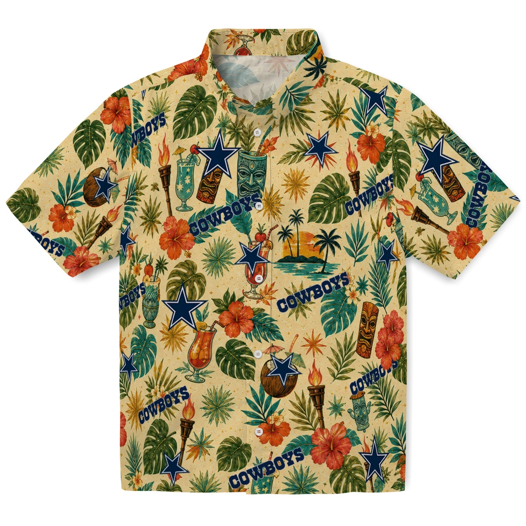 Dallas Cowboys Hawaiian Shirt - Customized Cream