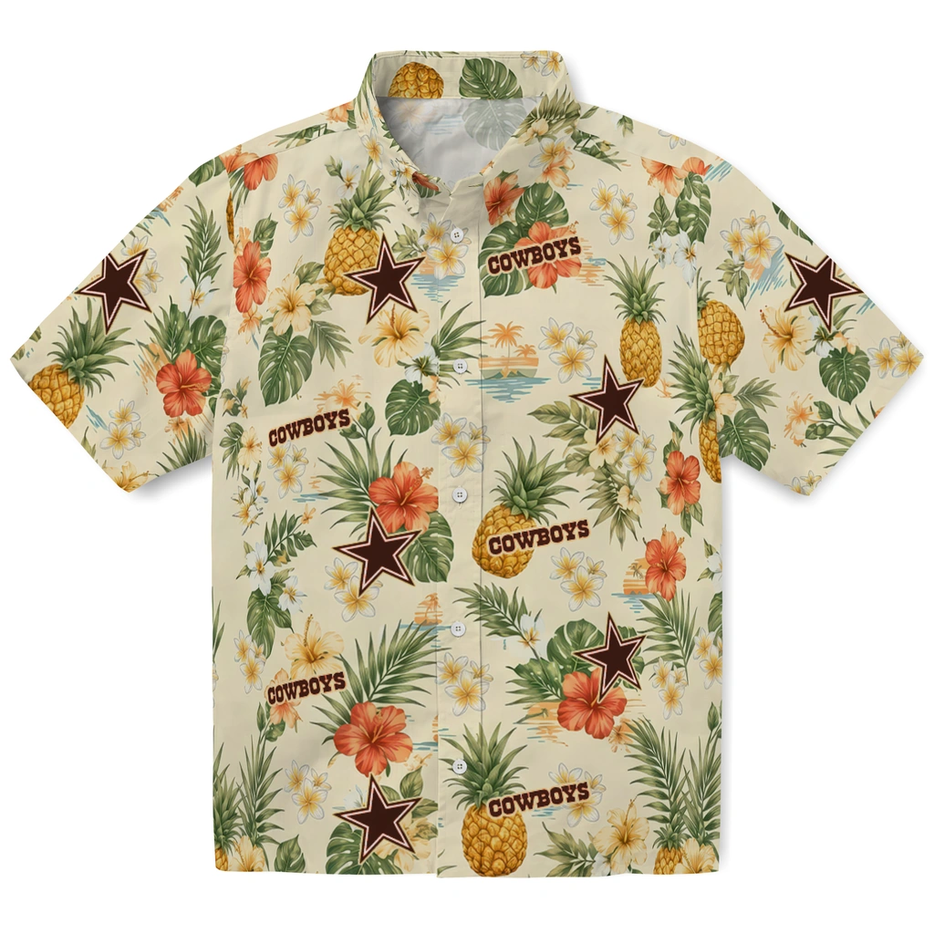 Dallas Cowboys Hawaiian Shirt - Personalized Cream