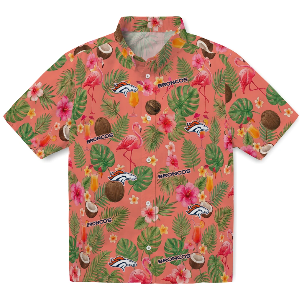 Denver Broncos Hawaiian Shirt - Personalized Coral Pink