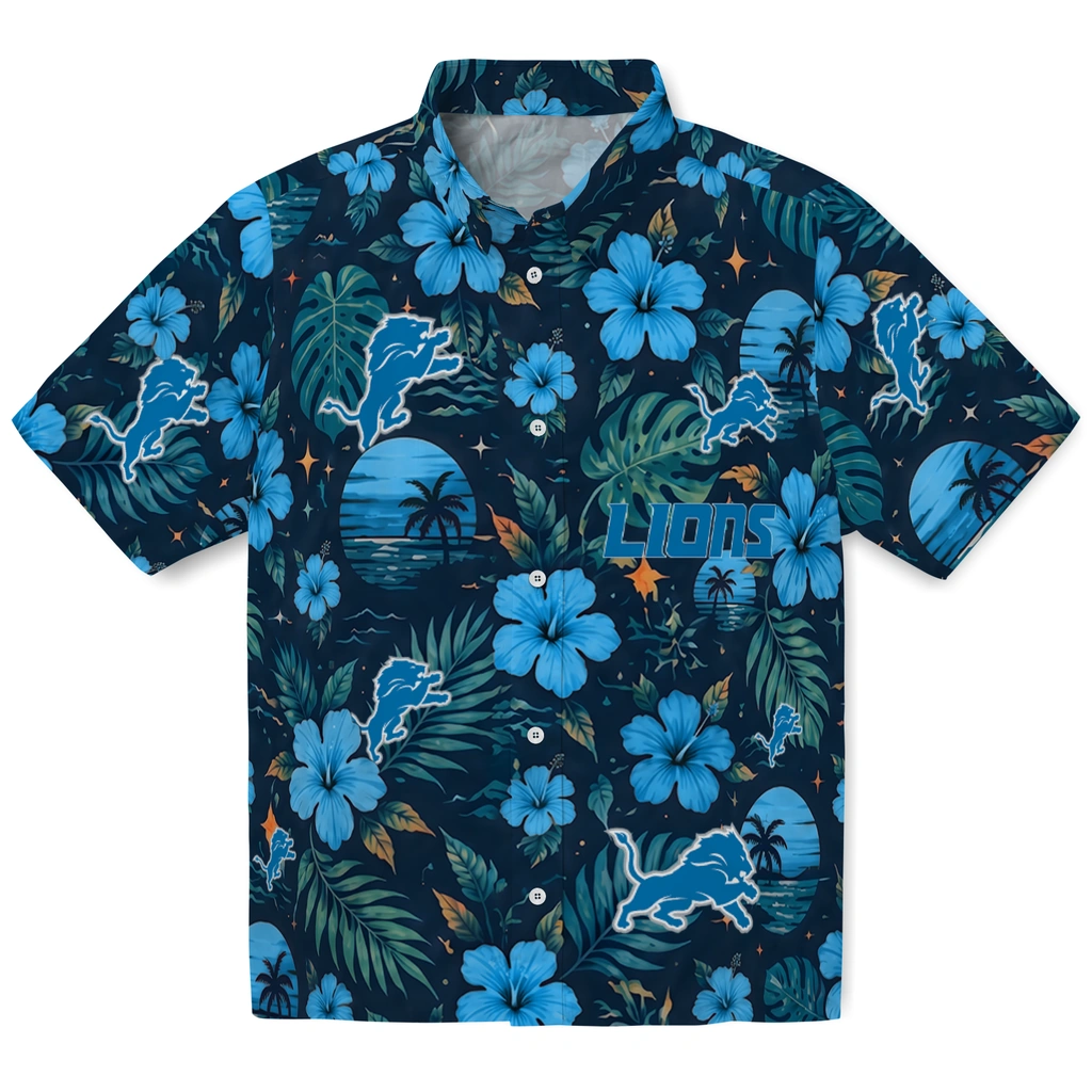 Detroit Lions Hawaiian Shirt - Personalized Blue