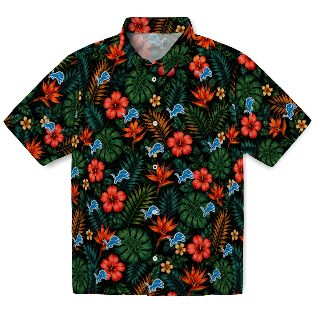 Detroit Lions Hawaiian Shirt - Personalized Dark Green