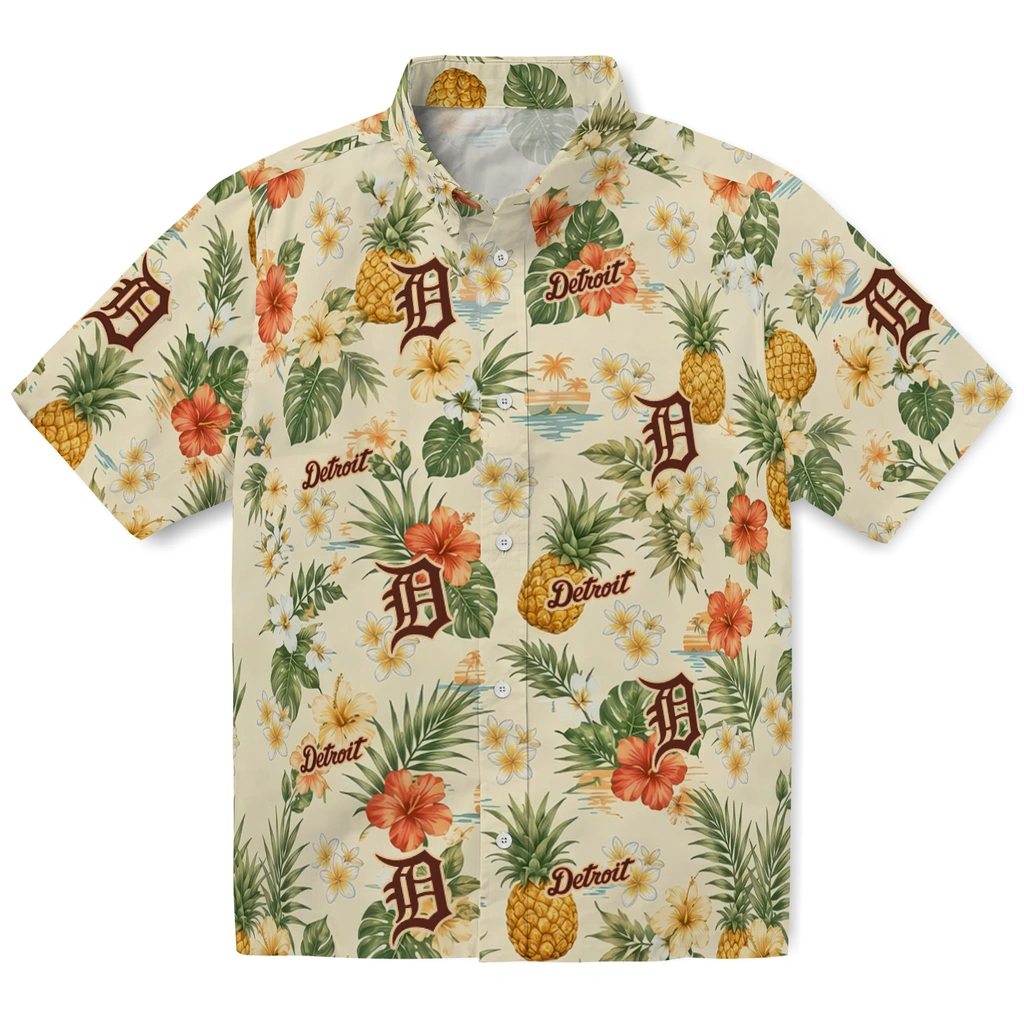 Detroit Tigers Hawaiian Shirt - Custom Cream
