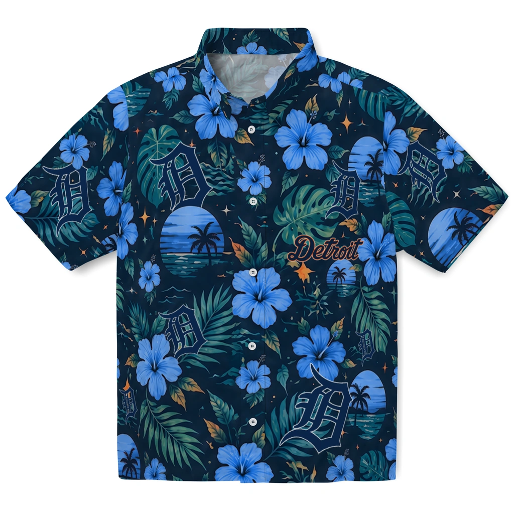 Detroit Tigers Hawaiian Shirt - Customized Navy Blue