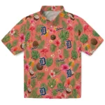 Detroit Tigers Hawaiian Shirt - Personalized Coral Pink 1 Detroit Tigers Hawaiian Shirt – Personalized Coral Pink