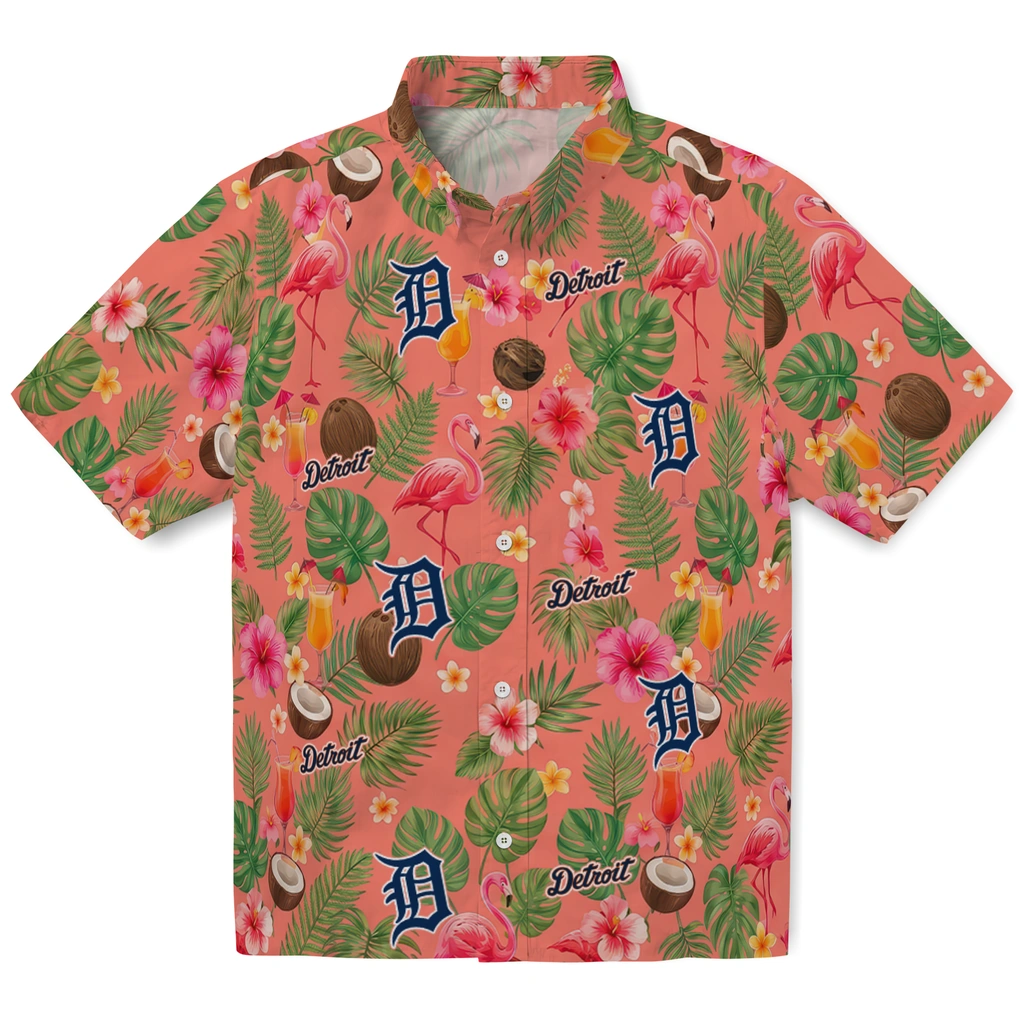 Detroit Tigers Hawaiian Shirt - Personalized Coral Pink