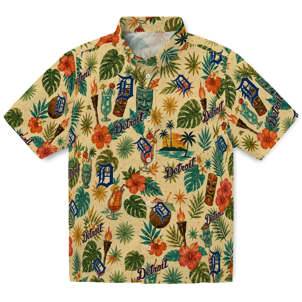 Detroit Tigers Hawaiian Shirt - Personalized Cream