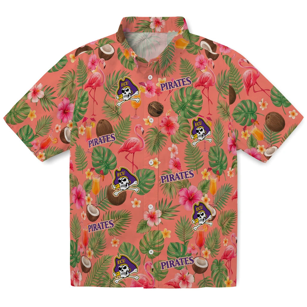 East Carolina Pirates Hawaiian Shirt - Custom Coral Pink