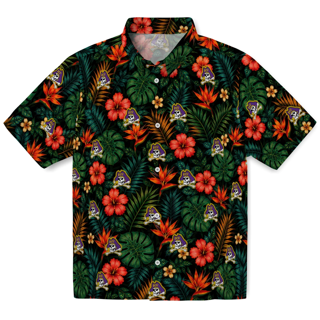 East Carolina Pirates Hawaiian Shirt - Personalized Dark Green